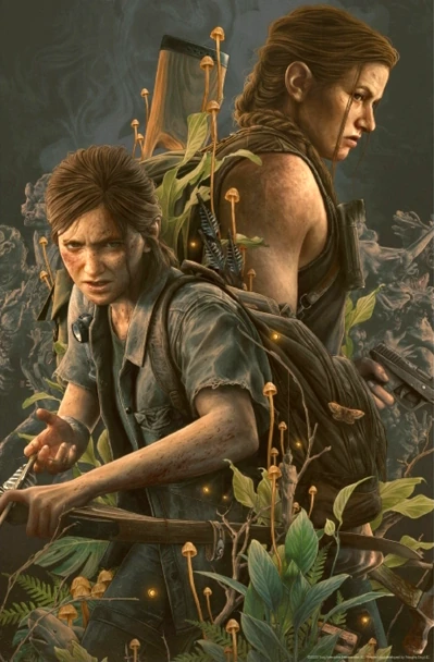 The Last of Us Part II showing one of its more visually striking or emotionally heavy scenes